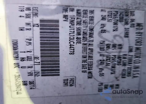 2003 Ford Expedition Eddie Bauer z USA, uszkodzony, nr VIN 1FMPU17L13LC44778